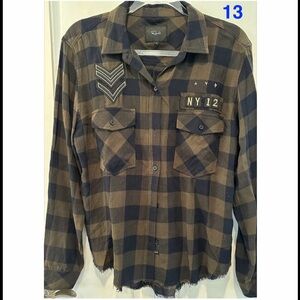 Rails Brown and Black Plaid Button Down Shirt
